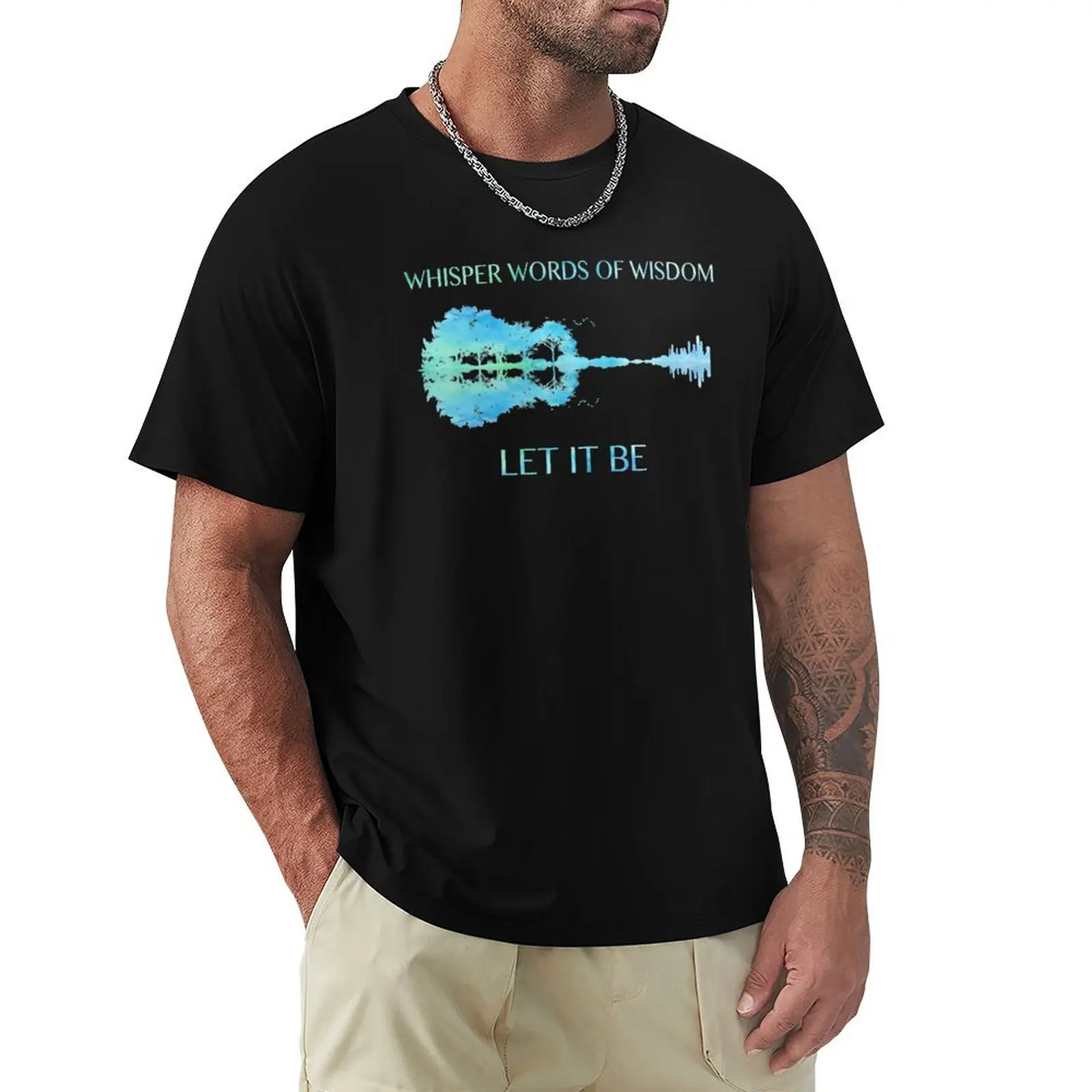 

whisper words of wisdom let it be guitar T-Shirt Casual Basic Street Style T-Shirt