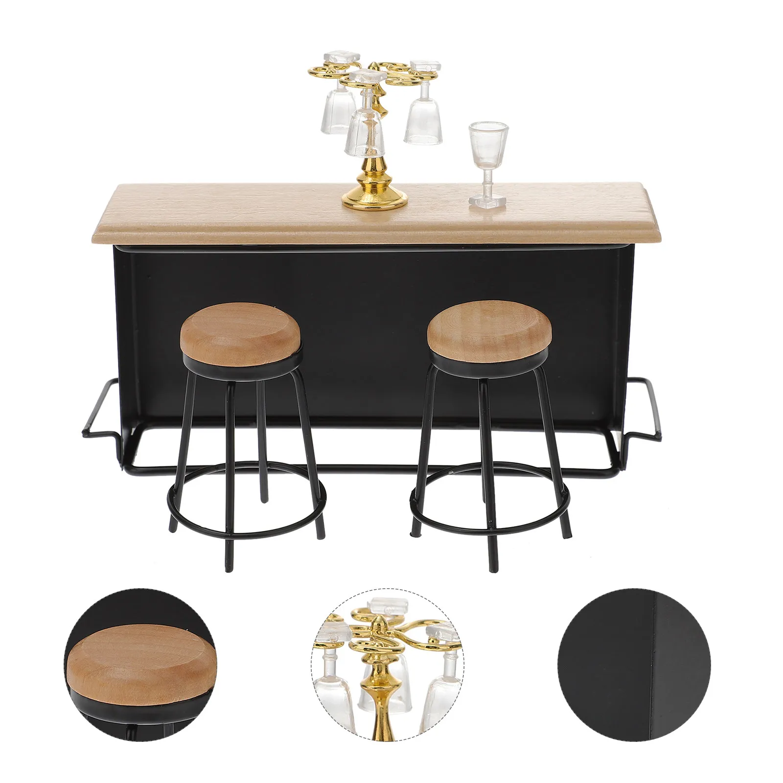 

8Pcs Miniature Bar Counter Accessories Set Wine Bottles Glasses Holder for Mini House Decoration Photography Prop