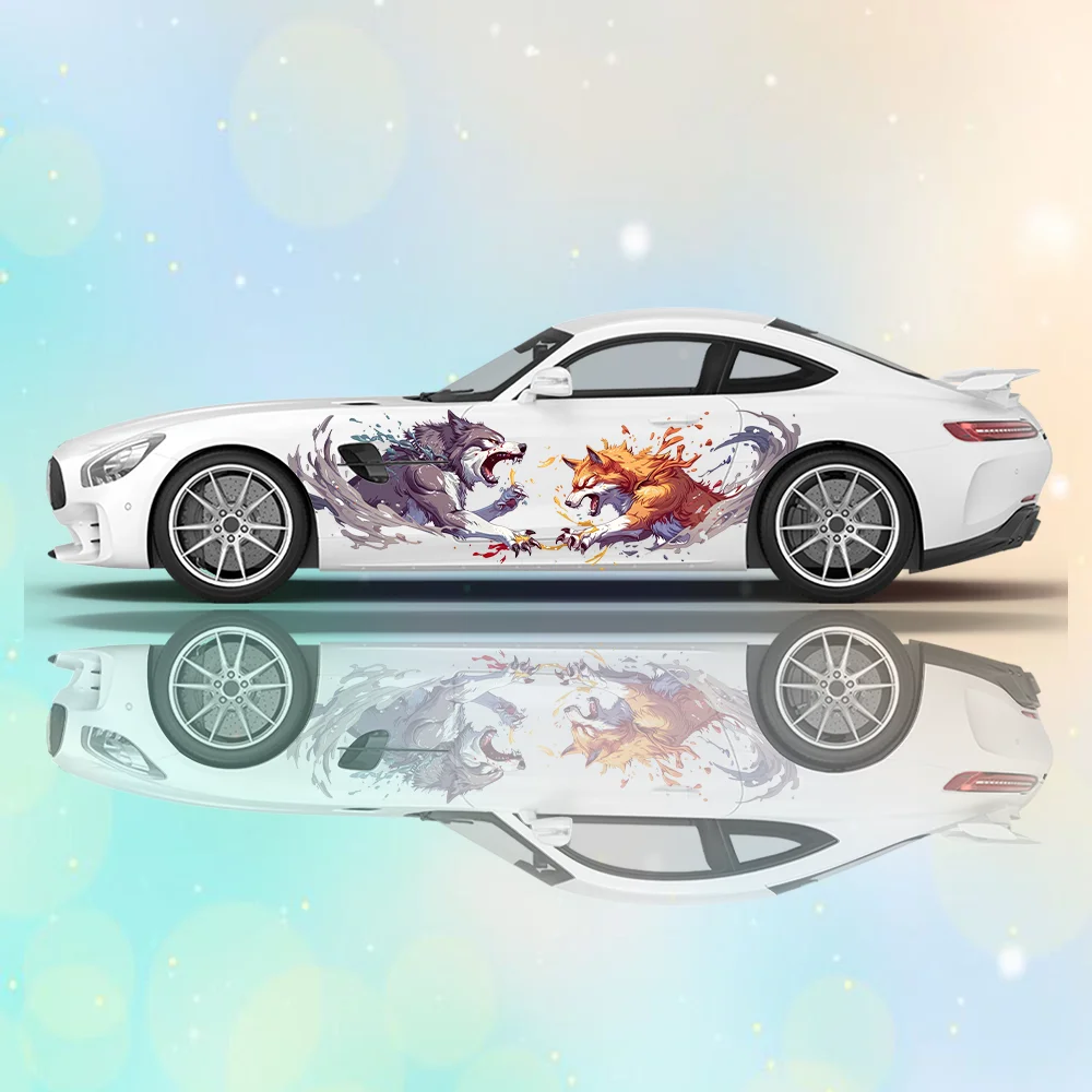 

Волки, лисы, спринт, жестокая боковая наклейка автомобиля, защитная декоративная наклейка, водонепроницаемая самоклеящаяся наклейка, автоаксессуары, оберточная крышка