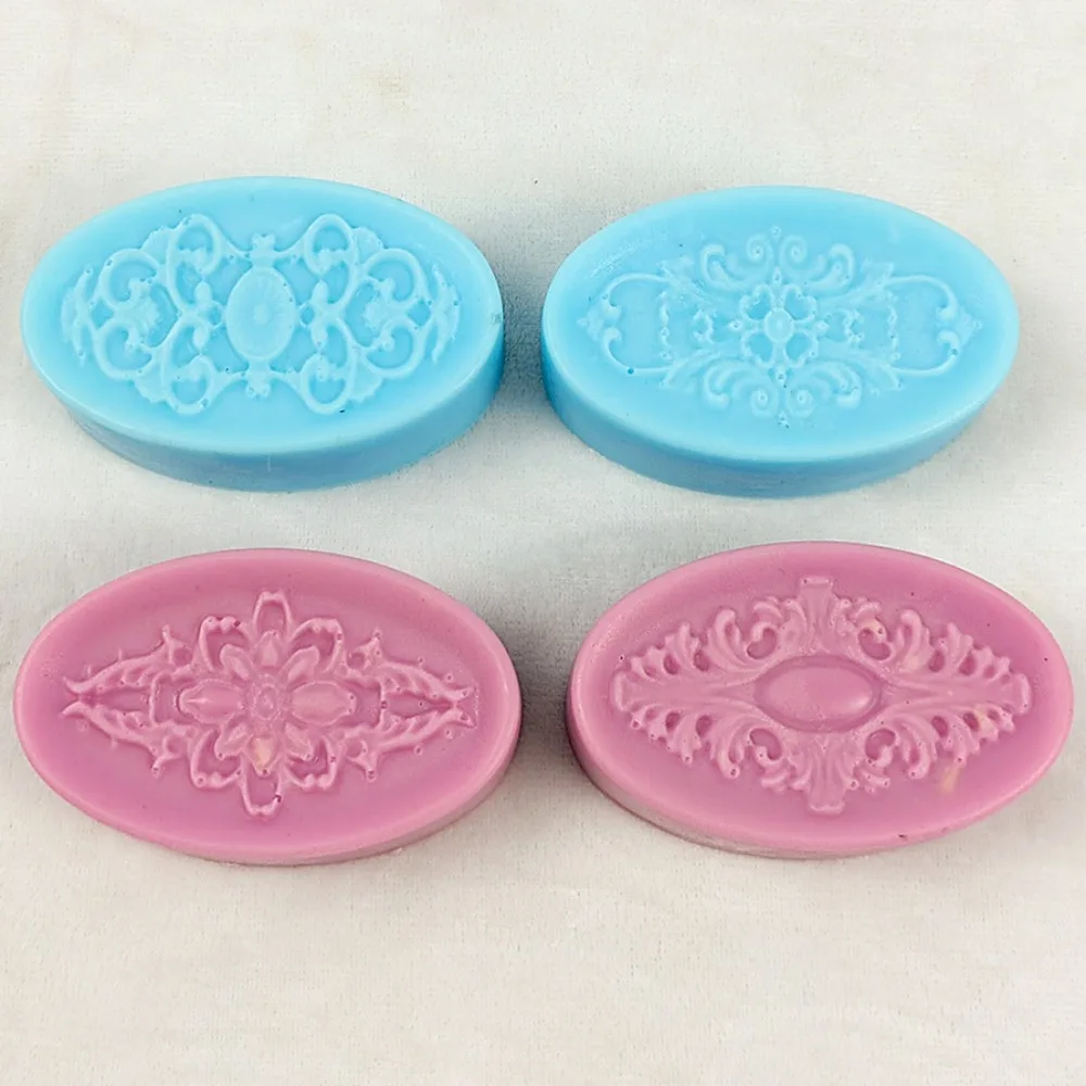 Creative Relief Decor Pattern Soap Silicone Mold 4 Hole Flower Candle Resin Crystal Making Chocolate Ice Mould Home Decor Gifts