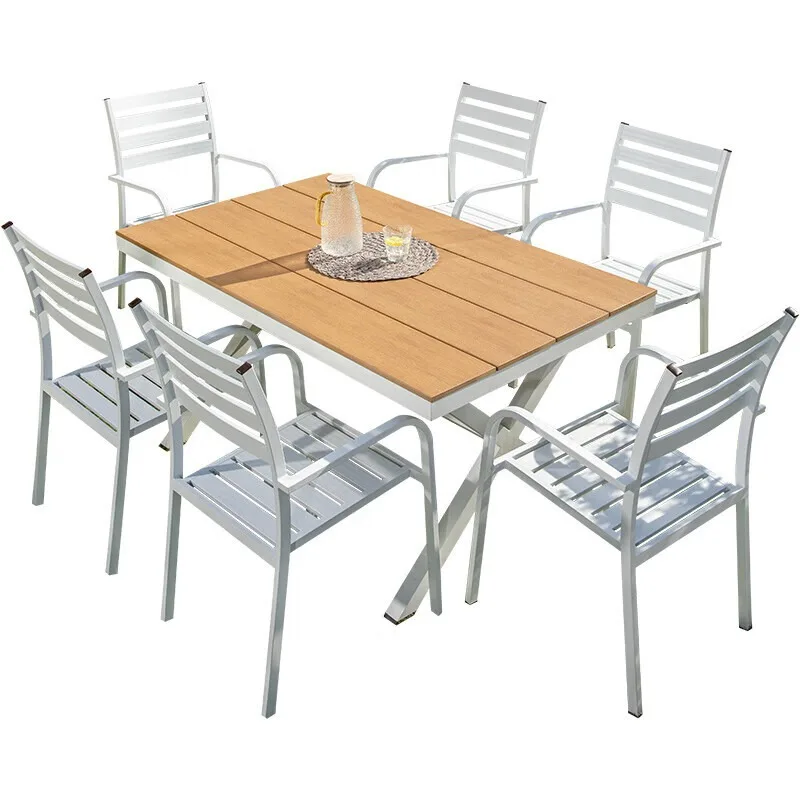 

Courtyard Garden Villa Table Terrace Balcony White Casual Simple Table and Chair