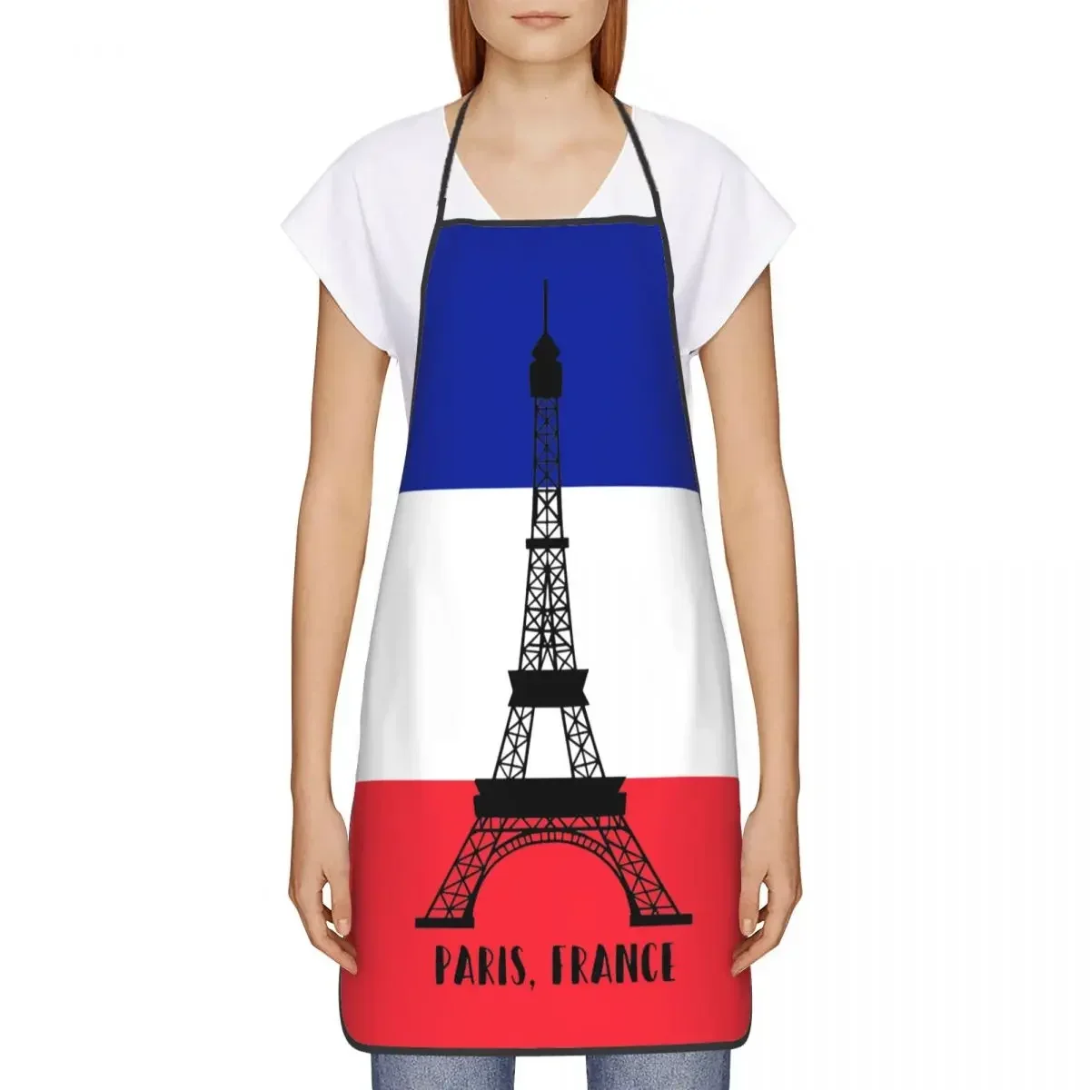 Paris France Eiffel Tower Flag Bib Apron Women Men Unisex Kitchen Chef Tablier Cuisine for Cooking Baking Gardening