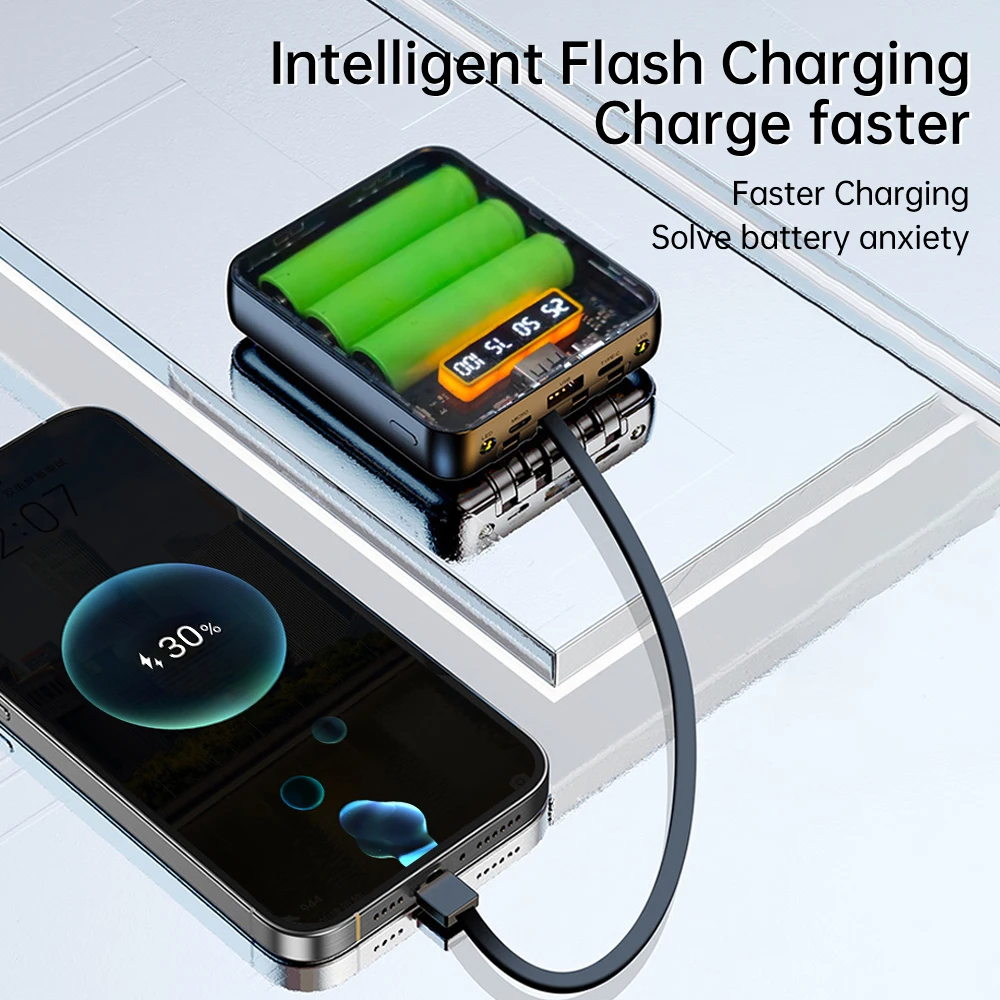 بنك الطاقة المحمول لتقوم بها بنفسك عدة 3 قطعة 18650 صندوق بطارية مع واجهات 4-سلك LED شاشة ديجيتال بطارية محمولة تهمة حقيبة للتخزين