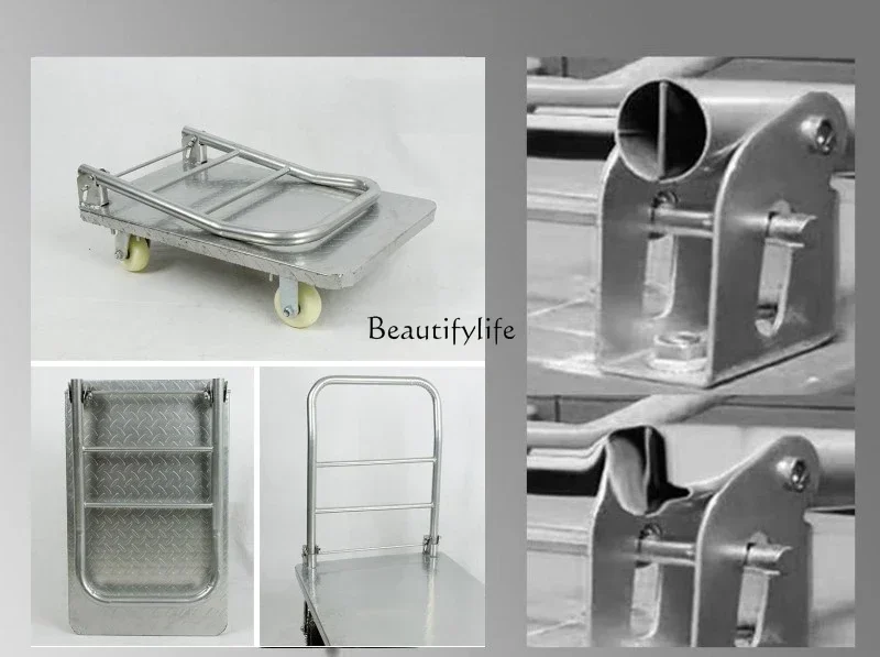 FG-Steel plate silent Vientiane hand push pull truck household portable trailer folding
