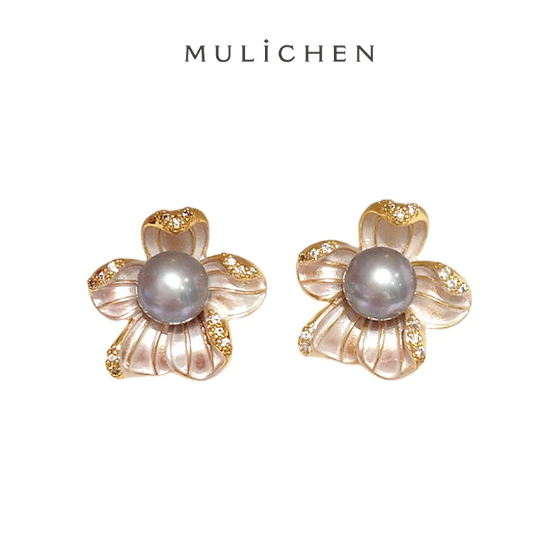 

Flower Earrings For Women New In Luxury Party Wedding Accessories Flowers Pearl Earring Gift Wholesale