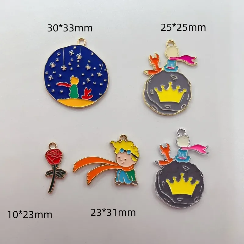 10pcs enamel cartoon Prince fox rose charm for jewelry making and crafting fashion earring pendant bracelet necklace charms