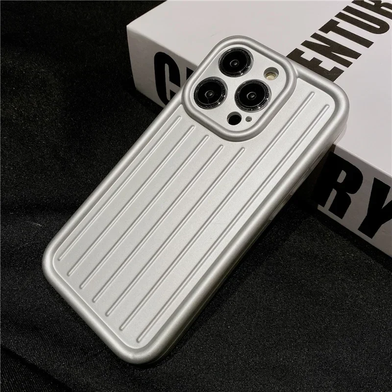 Silver Luggage Case for iPhone 14 Pro Max 11 pro max 12 pro max 13 pro max Shockproof Phone Case