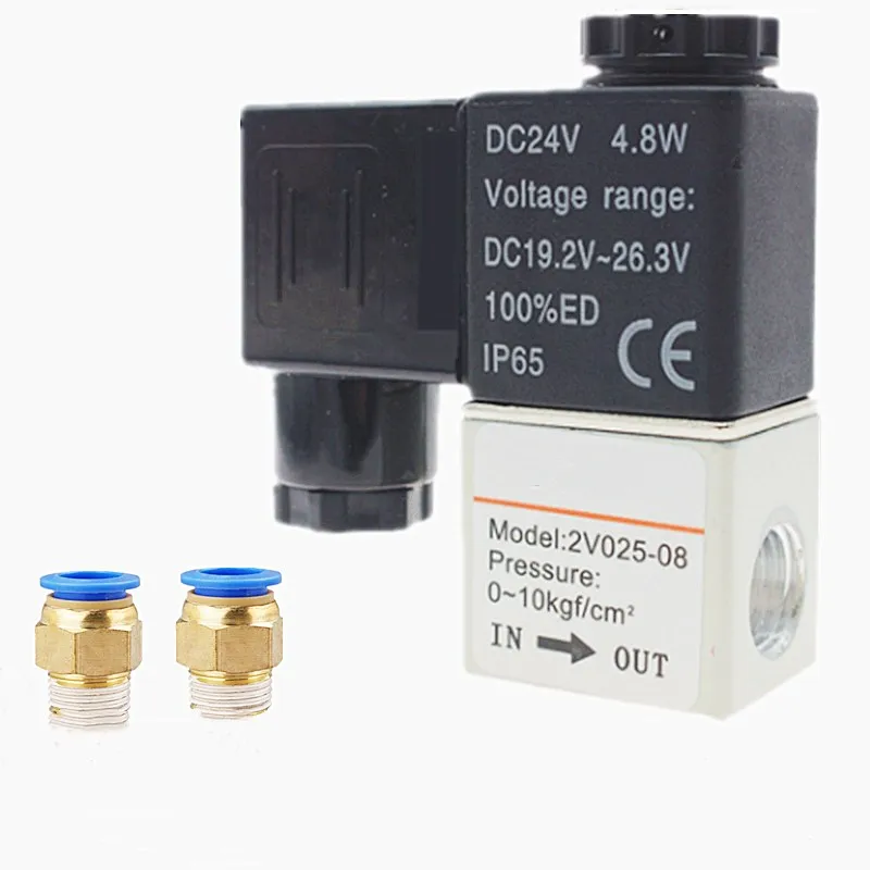 12V 24V 220V Pneumatic Electric Solenoid Valve 2 Position 2 Port Normally Closed Air Magnetic Valve 6mm 8mm Hose Barb Connection