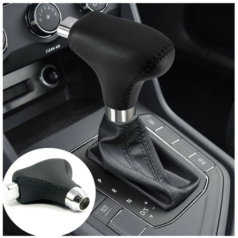 Black PU + Carbon Steel Racing Car Automatic Gear Shift Knob Shifter Lever Head 1pcs