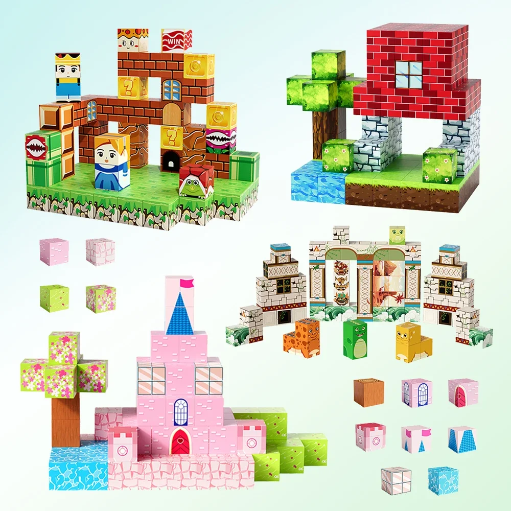 

STEM Cube Creative Magnetic Blocks, Build Magnet World Magic Forest Set for Boys & Girls Creative Kids Games Kids Toys