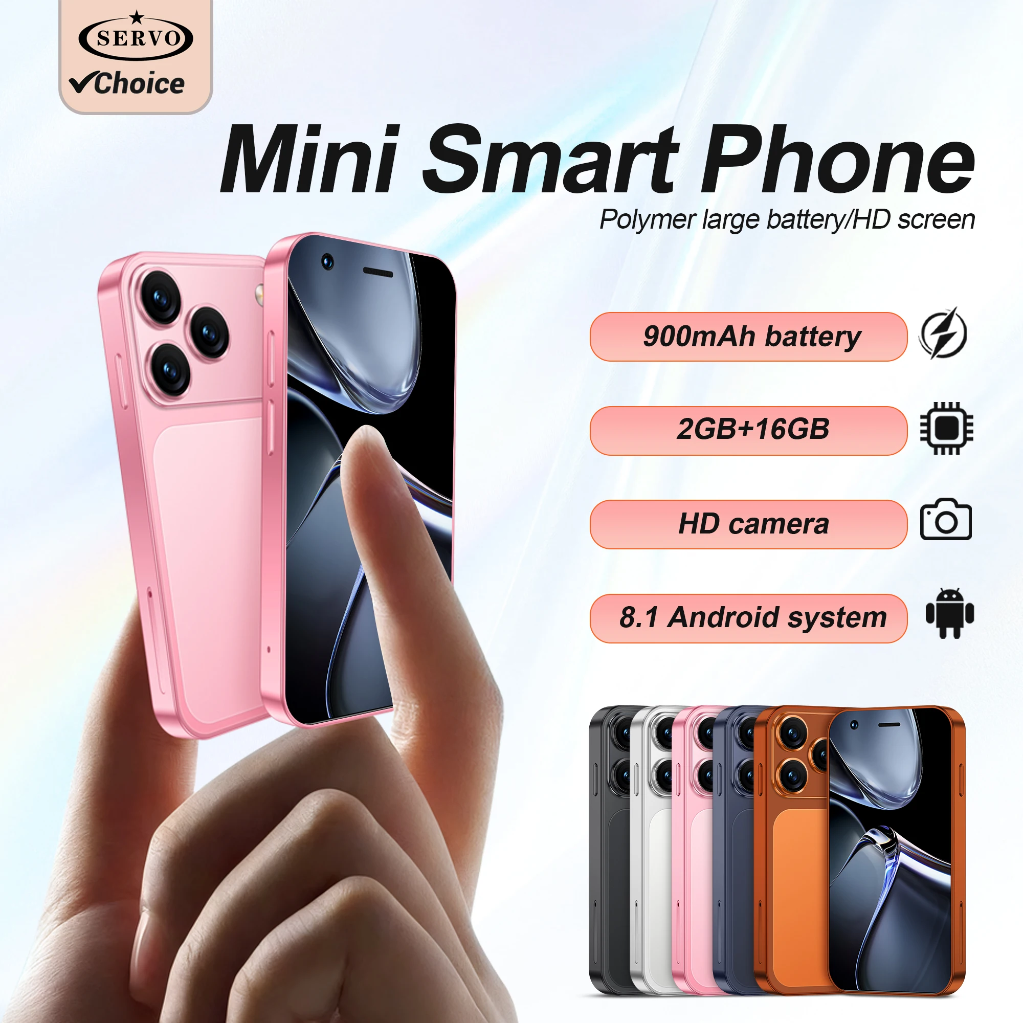 SERVO 18SE MINI Cute Android Smartphone 3G WCDMA 2GB+16GB Play Store WiFi Face Unlock Small Smart Mobile Phones Dual SIM Standby