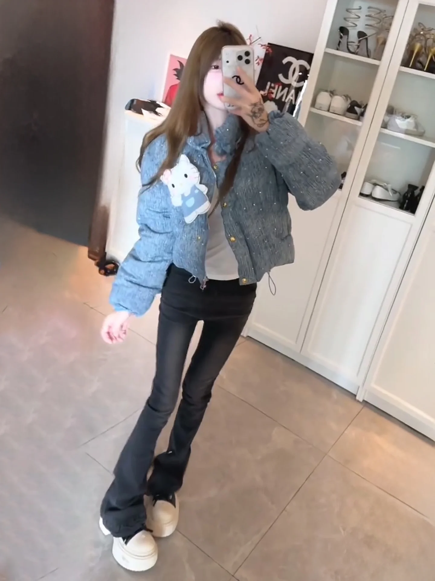 

High Waist Flared Jeans Women's Bootcut Pants Tummy Control Slimming Long Trousers Casual Style Cotton Stretch Denim