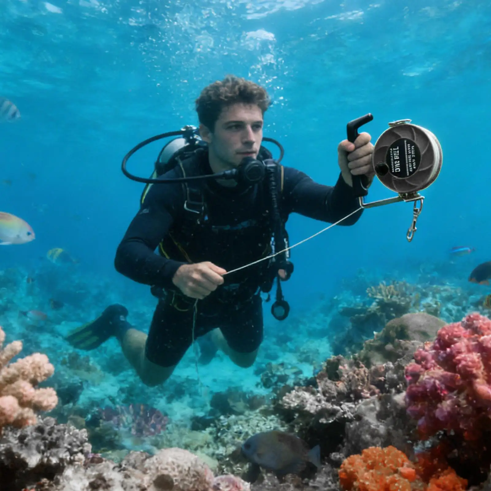 

Dive Reel 290FT Adjustable Nylon Puller Ergonomic Multipurpose Dive Reel for Snorkeling Spearfishing Boat Outdoor Beach