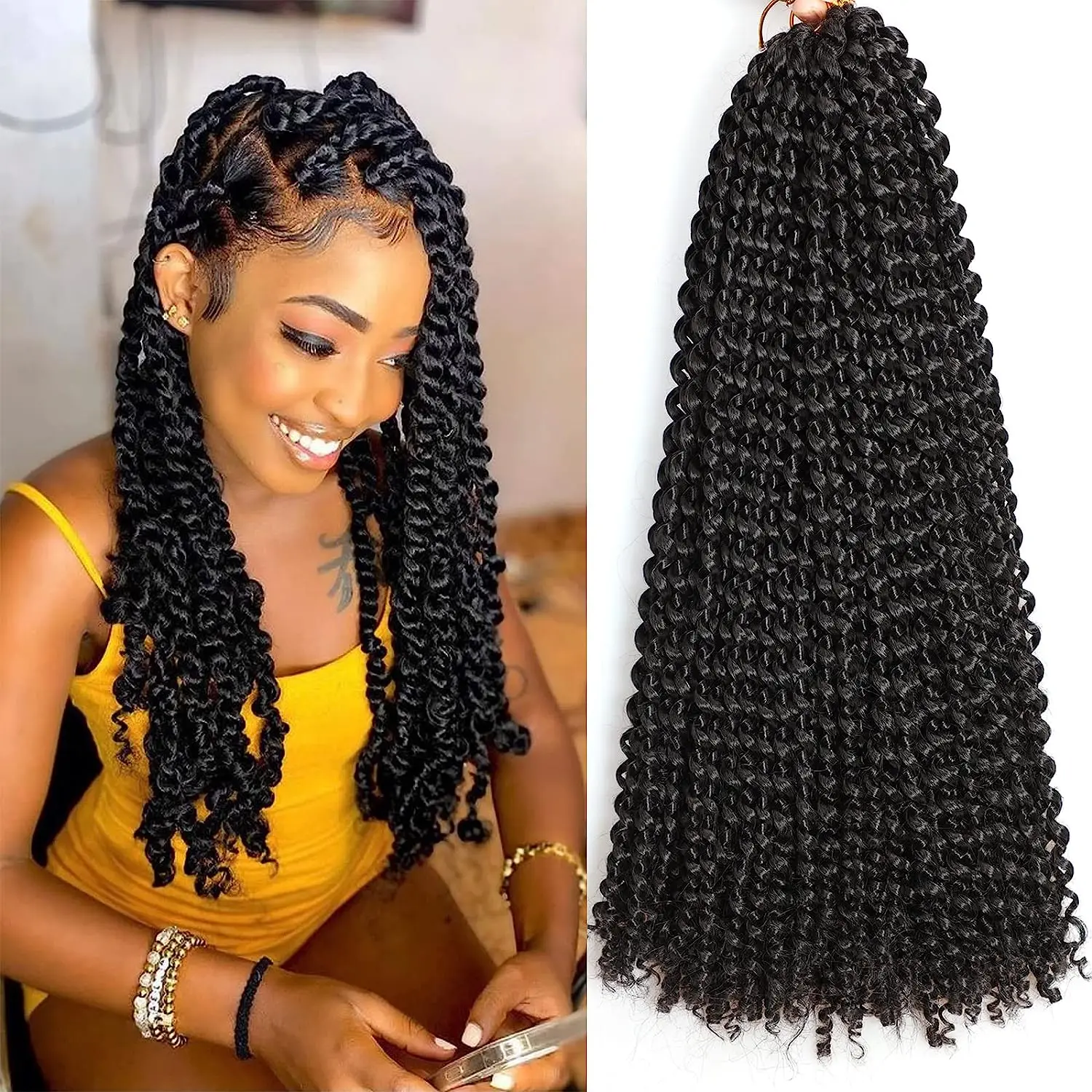 Passion Twist Hair Water Wave  Synthetic Crochet Hair for Women 6 Packs Curly Braiding Hair Spring Twist Crochet Braids Hair