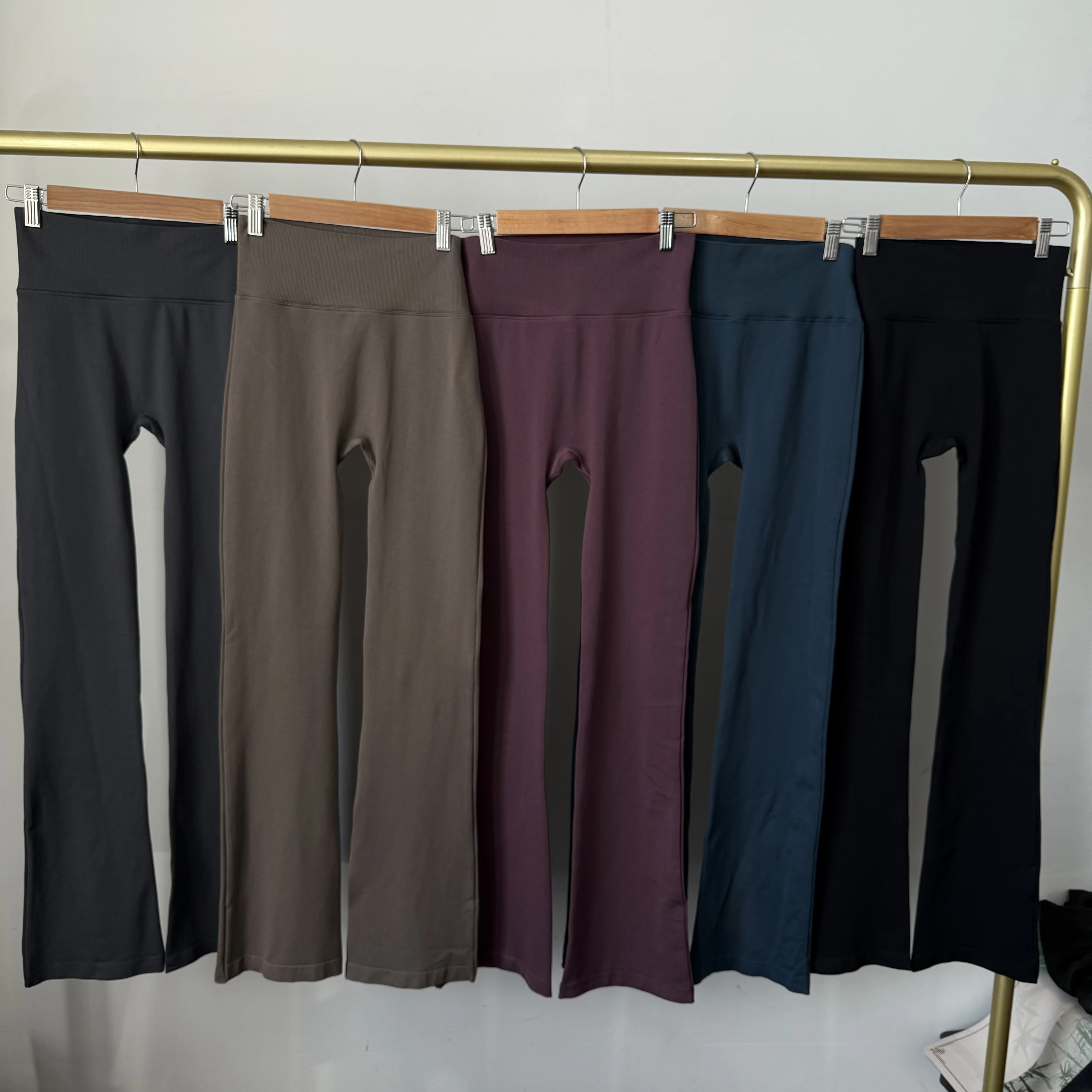 High Waisted Compression Without Awkward Lines Micro Flared Yoga Outdoor Wear Seamless Elastic Fitness Pants Lifting Leggings