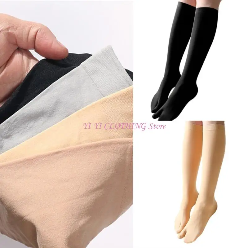 

N5KF Womens Traditional Japanese Styles Stretchy Split Toe Casual Over the Calf Socks