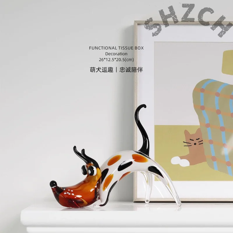 Minimalist Nordic Home Decoration Figurine Glaze Puppy Handicraft Living Room Wine Cabinet Desktop Decoration Christmas Gifts