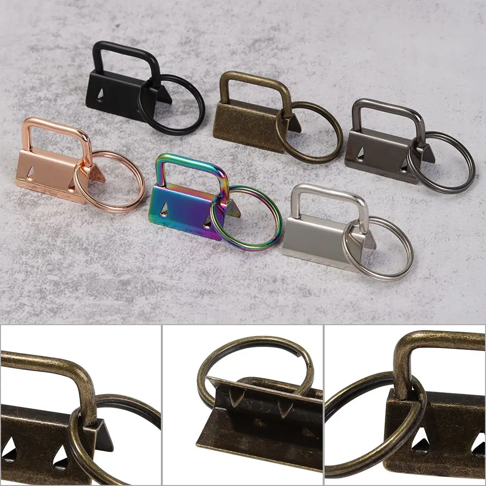 5Pcs 26/32mm Key Fob Hardware with Key Rings for Bag Wristlets with Fabric Ribbon Webbing Embossed