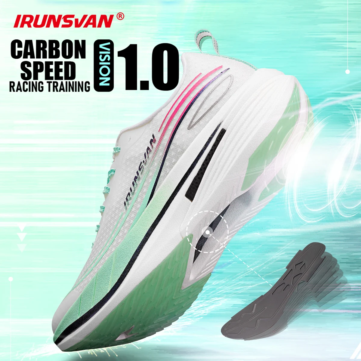 

IRUNSVAN Marathon Mens Running Shoes Breathable Outdoor Sports Shoes Nylon Carbon Plate 2024 Comfortable Training Footwear