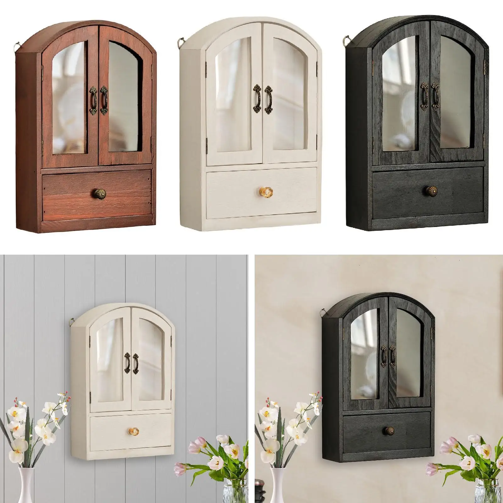 Desktop Storage Cabinet Wall Mount Cosmetic Holder Practical Sundries Organizer Display Shelf for Office Bedroom Home Countertop