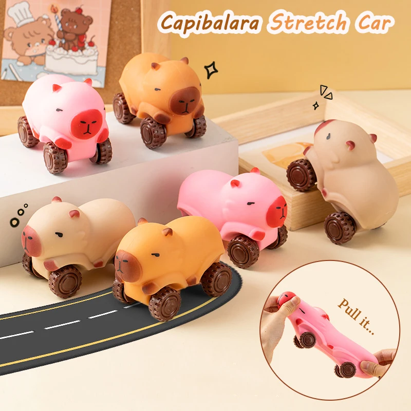 

Cartoon Animal Squeeze Toy Creative Stretchable Stress Fidget Vent Toy Capybara Pulley Wheel Car Toy Boy Kids Funny Gift Pull It