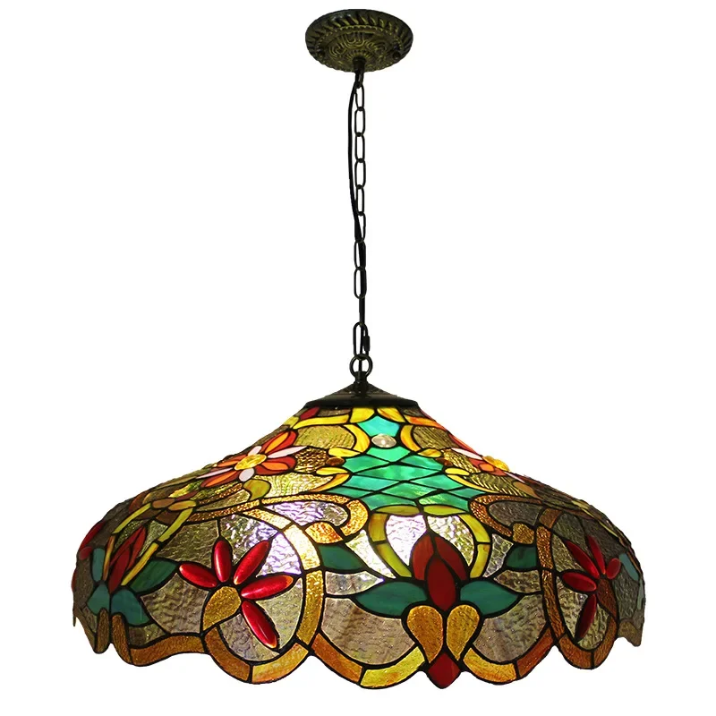 

American retro restaurant bar stained glass high-end chandelier cafe living room creative designer lamp