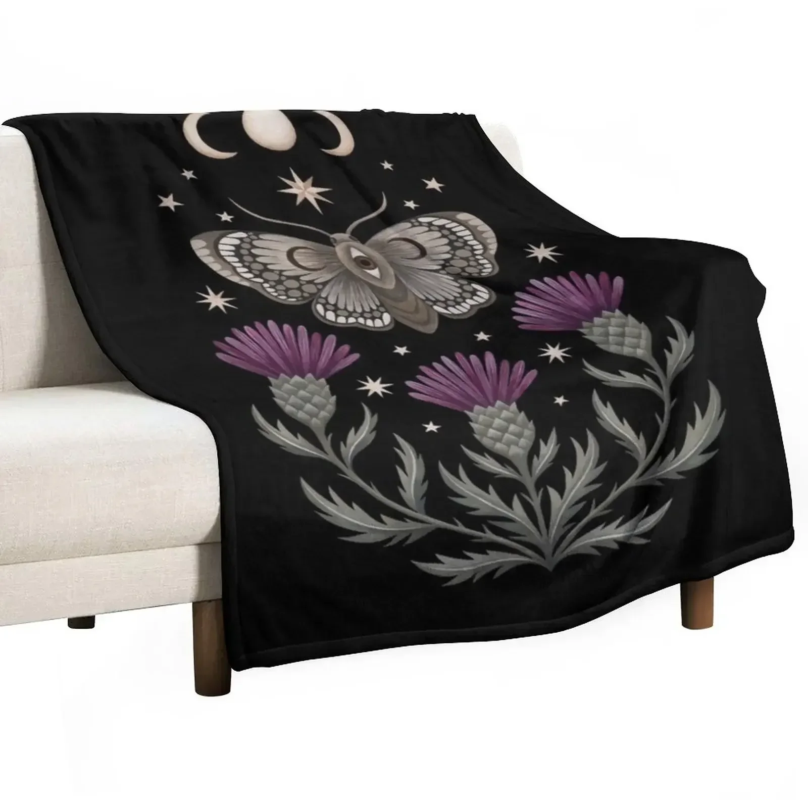 

Thistle and moth Throw Blanket sofa bed Thermal Nap Blankets