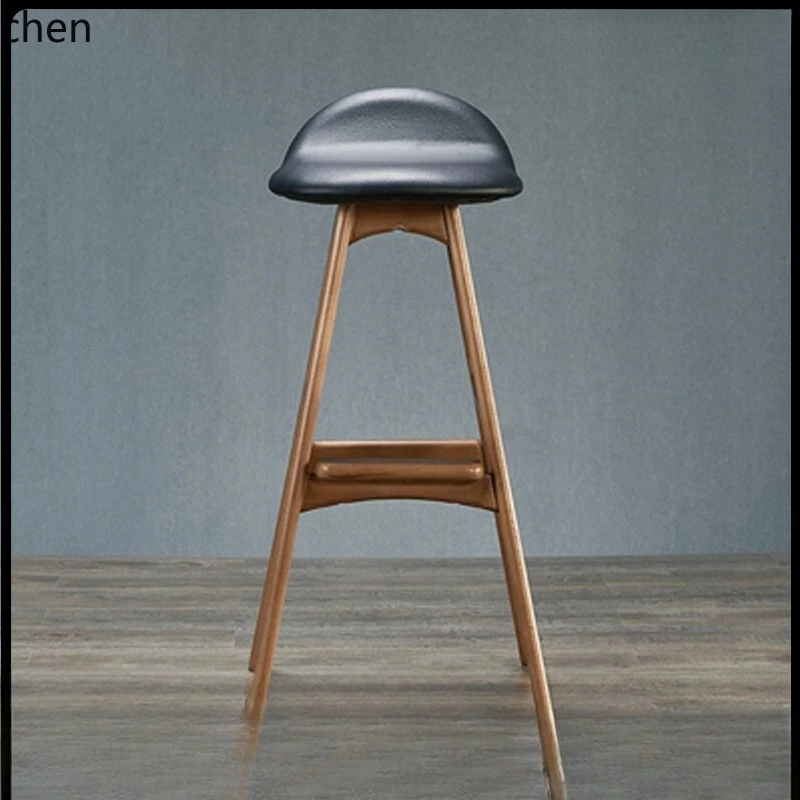 

PYH Modern Simple Solid Wood High Stool Modern Minimalist Bar Chair Artistic Backrest Chair