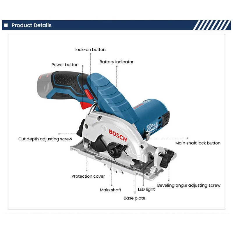 Bosch GKS 12V-LI Electric Circular Saw 85Mm Cordless 12V Wood Saw Electric Chainsaw Professional Woodworking Cutting Power Tool