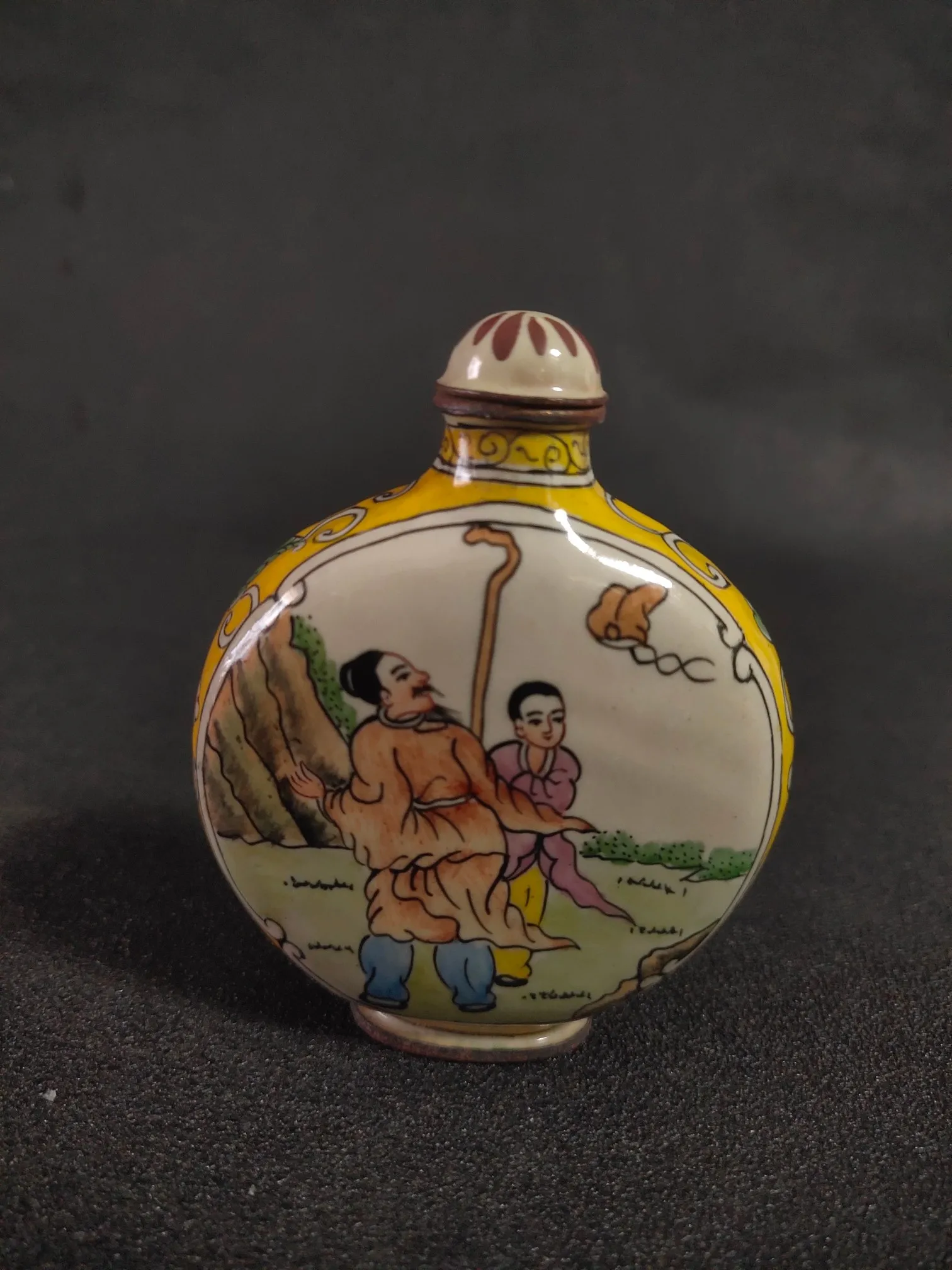 Antique Collection Cloisonne Shepherd Children's Pastoral Snuff Bottle Decorative Ornaments