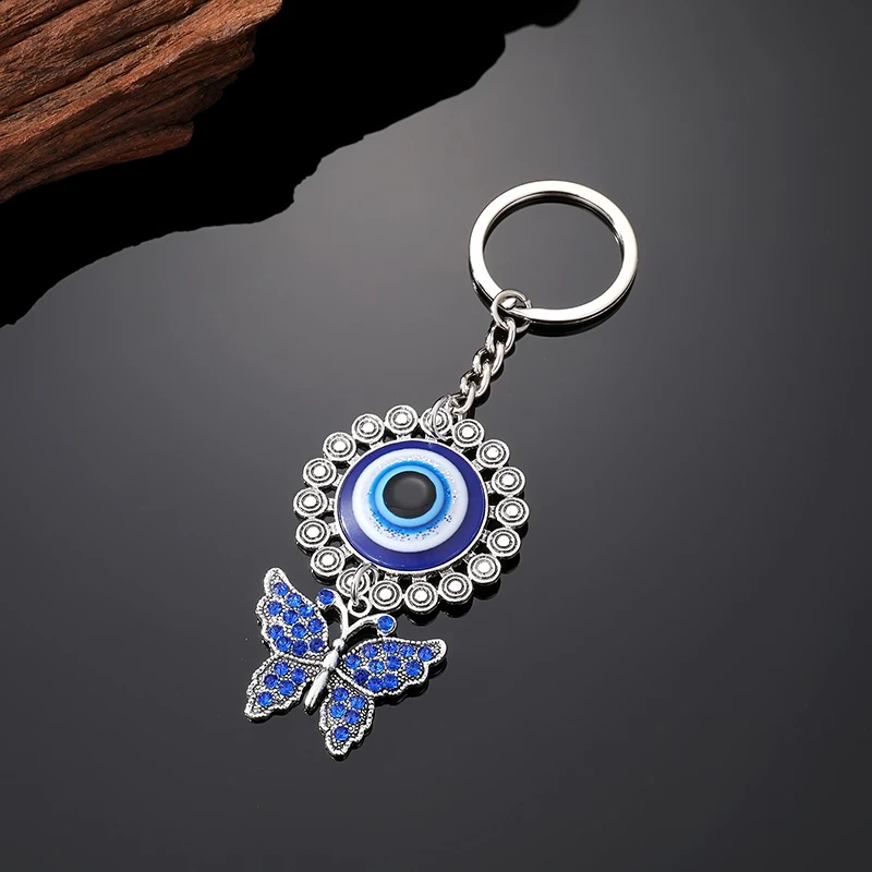 Retro Turkey Eye Elephant Owl Animal Pendant Keychain Keyring Women Men Blue Evil Eye Whale Butterfly Bag Car Phone Key Jewelry