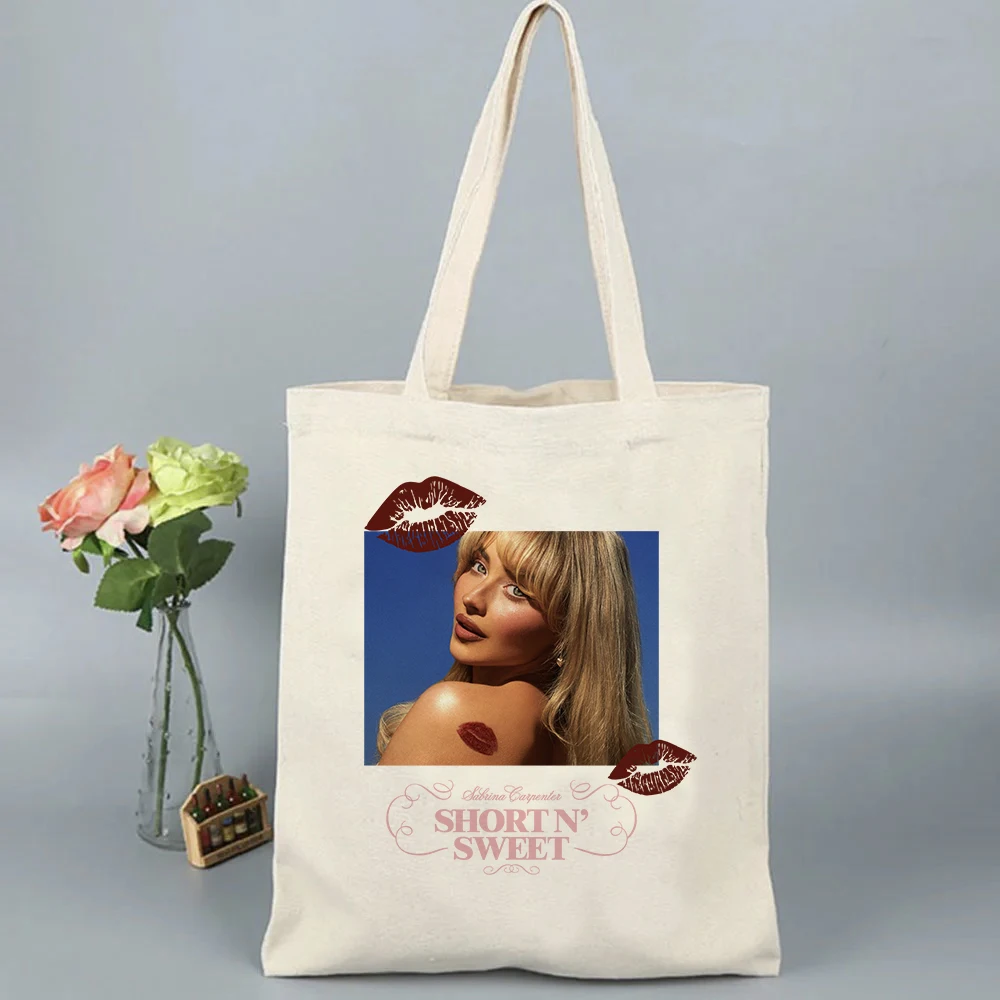 Sabrina Carpenter Short N' Sweet Tour Print Shoulder Bag Reusable Shopping Bag Folding Handbags Tote Bag