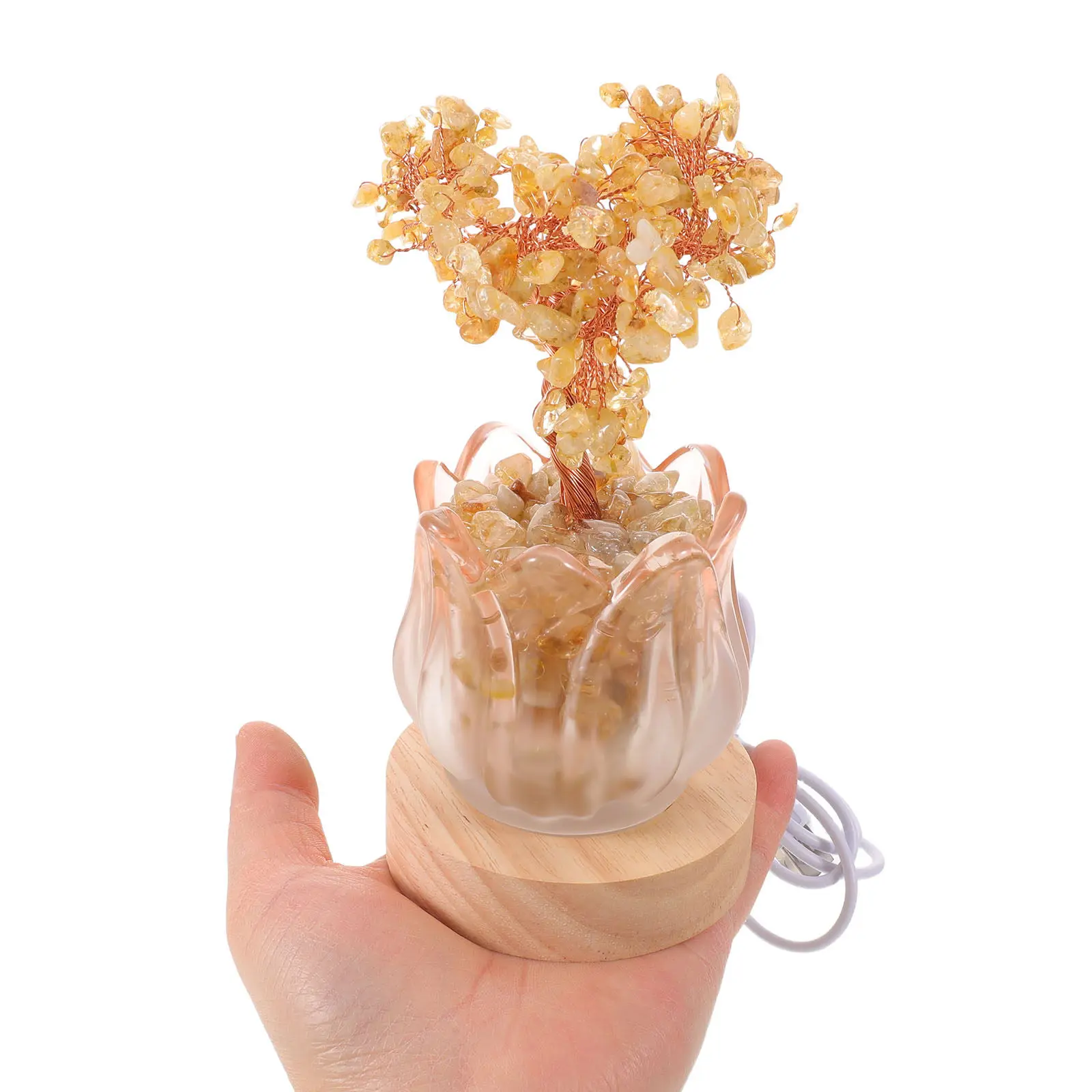

Natural Citrine Crystal Tree Night Light Feng Shui Money Tree Lamp for Wealth Prosperity USB Powered Adjustable Light for Home