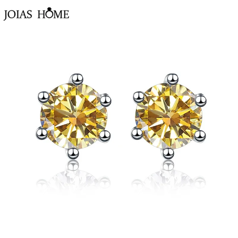 JoiasHome 0.5CT/1CT Vintage Style Moissanite Stud Earrings For Female S925 Sterling Silver Round Shape Party Birthday Earrings