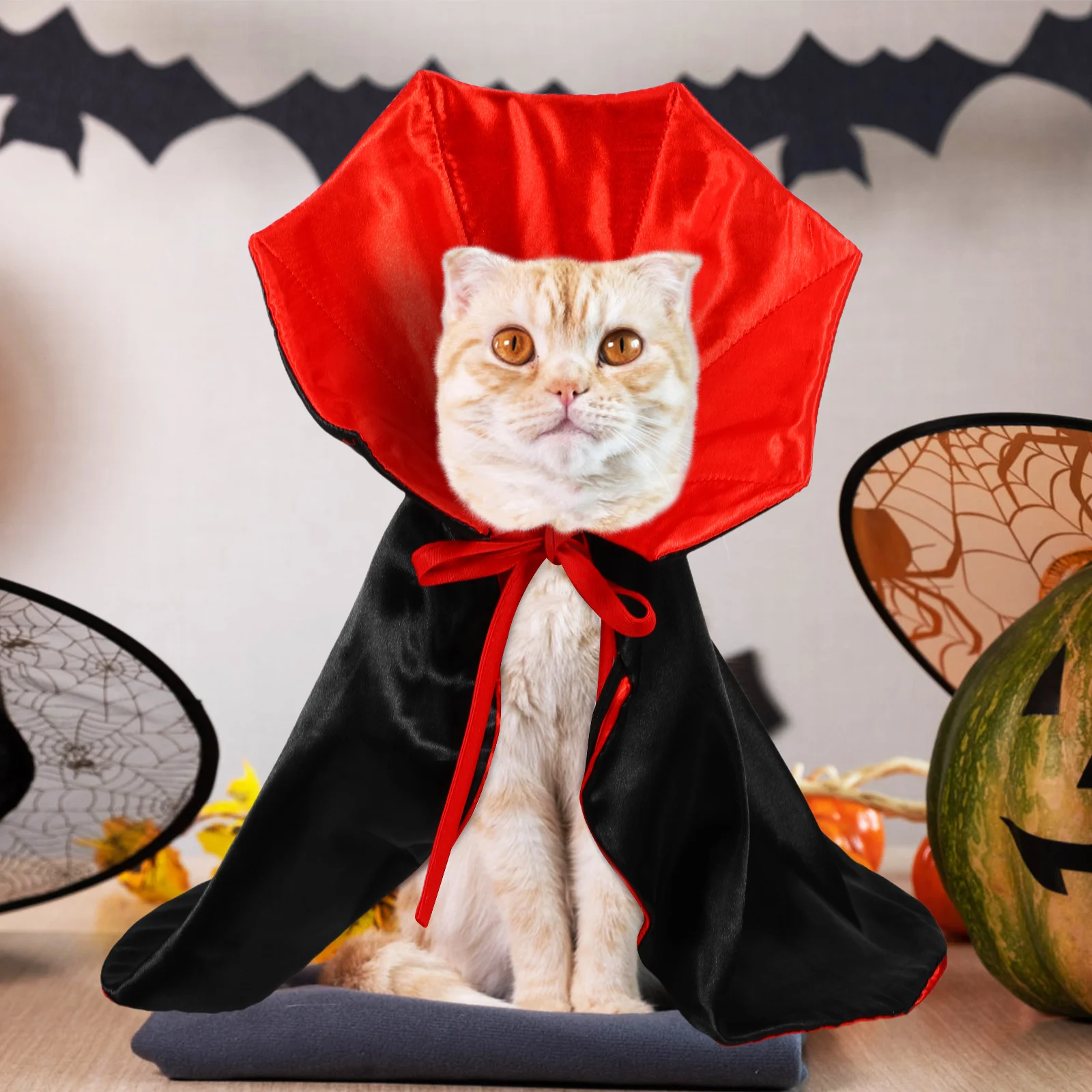 

Cloak Vampire Outfit For Small Dogs Cats Black Red Reusable Party Dress Up Cape Medium Small Costumes Pet Cosplay Clothes