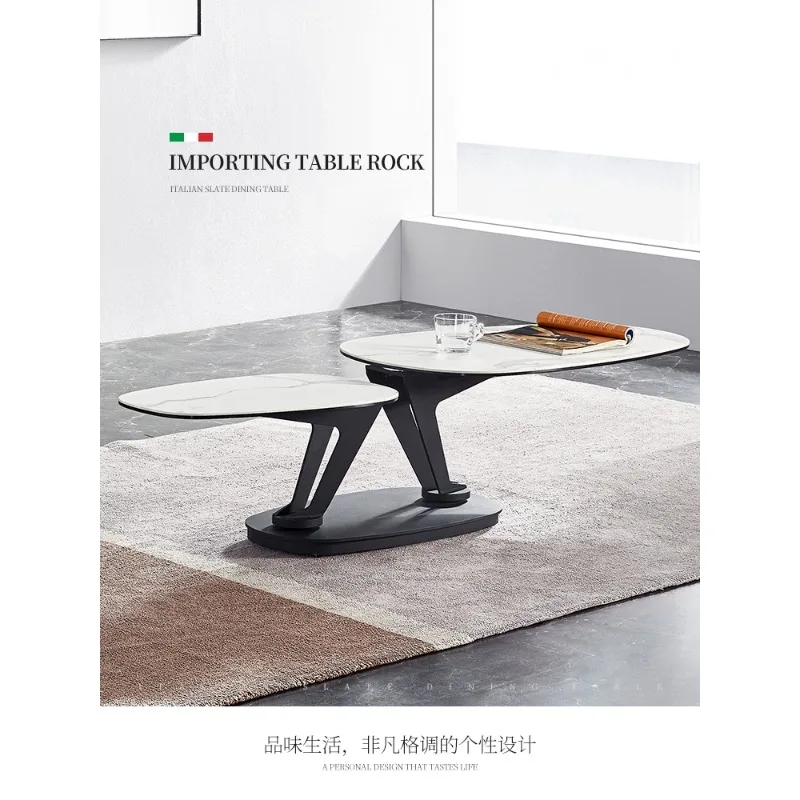 Special-shaped coffee table Xiaohongshu recommended the living room with a high sense of telescopic tempered glass style