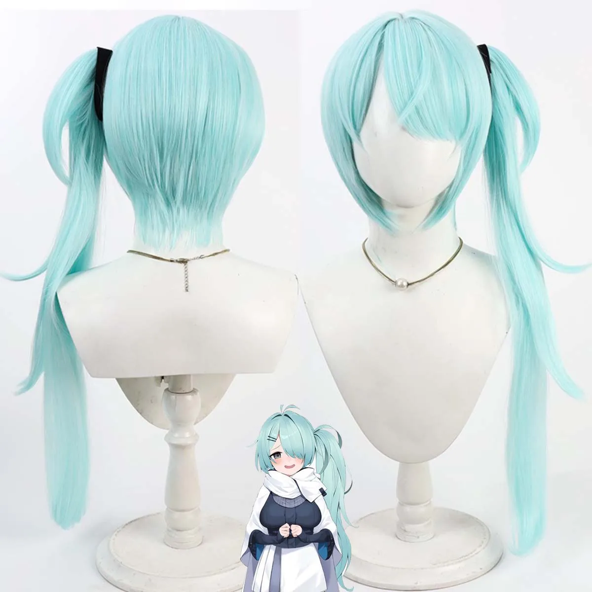 

Аниме-игра Blue Archive Цучиняга Хиёри, длинный зеленый хвост, парик из синтетических волос