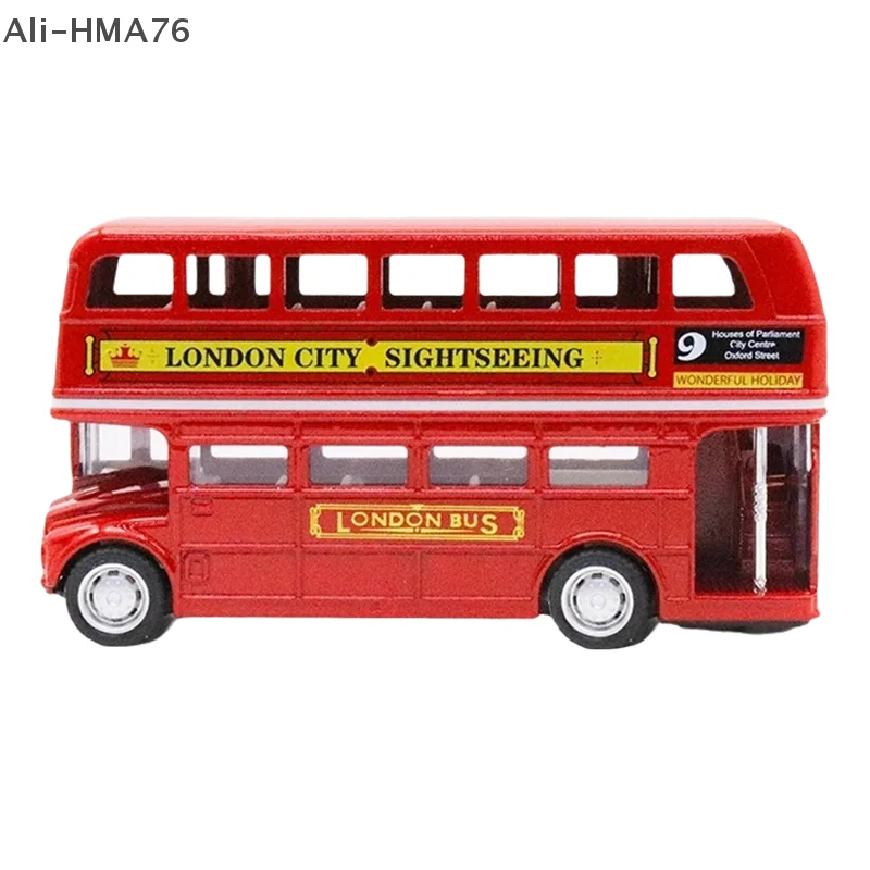 1 Uds. Coche de juguete de simulación de Metal 1:64 Vintage británico Europa doble autobús coche de aleación fundido a presión modelo antiguo juguetes para niños