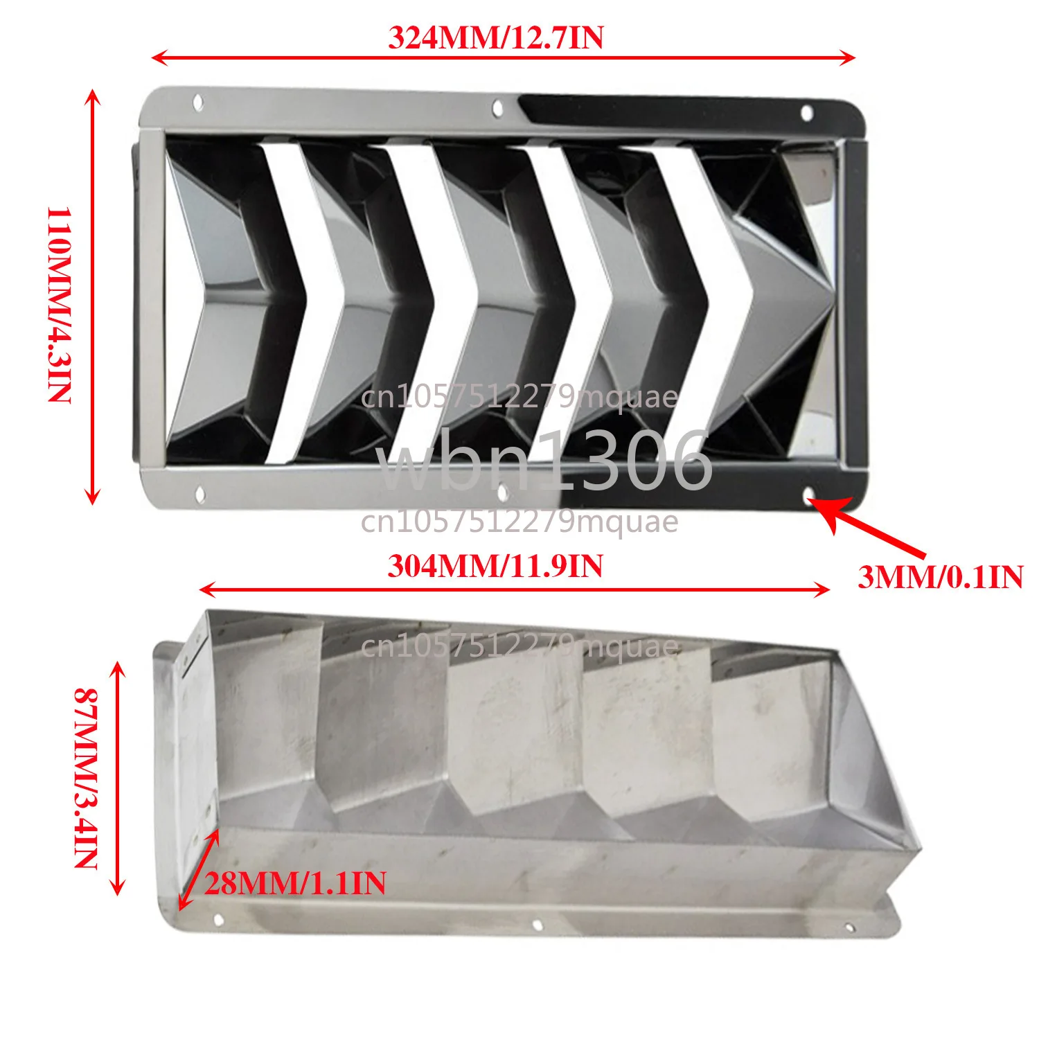 Stainless Steel, Rectangular 5-column Ventilation Plate, Ventilation Window, Marine Yacht Hardware Accessories