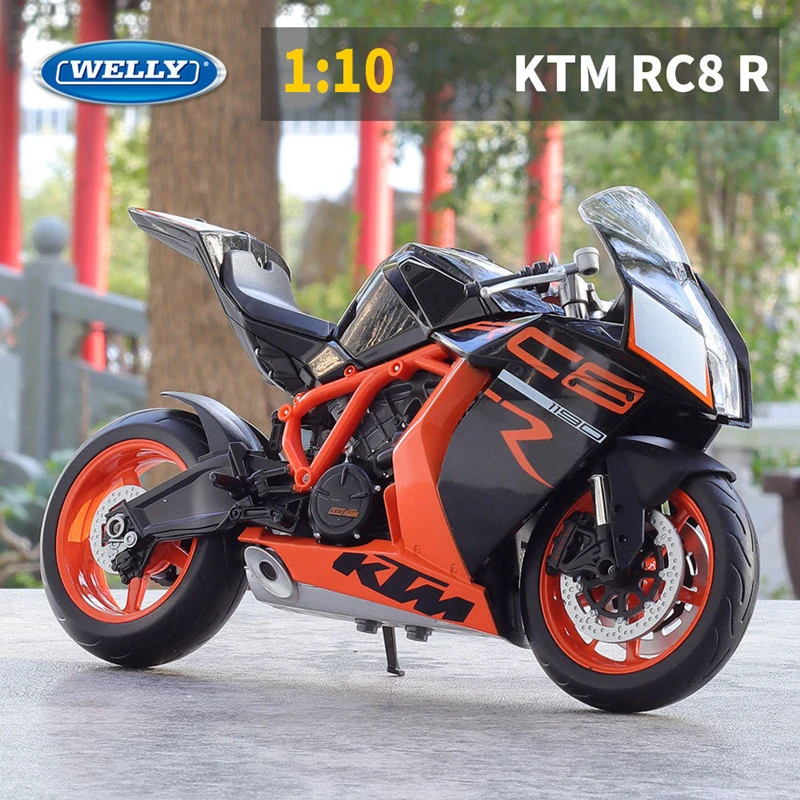 WELLY 1:10 KTM 1190 RC8 R Alloy Racing Motorcycle Model Metal Toy Street Cross-country Motorcycle Model Collection Kids Toy Gift