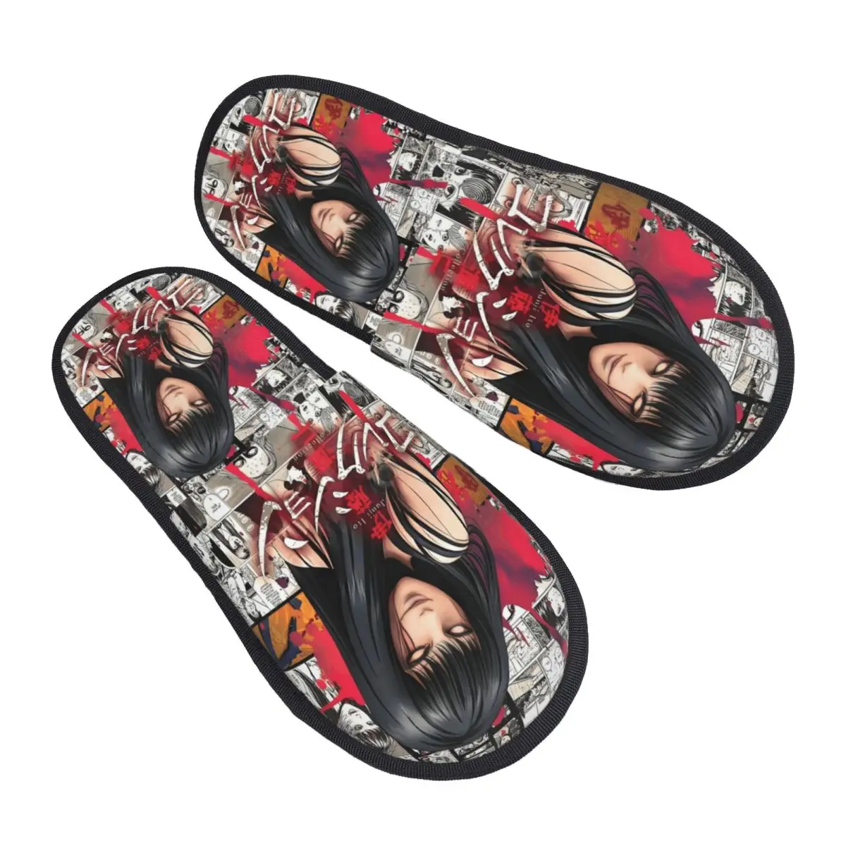 

Custom Japan Horror Manga Junji Ito Cozy Scuff Memory Foam Slippers Women Anime Hotel House Shoes