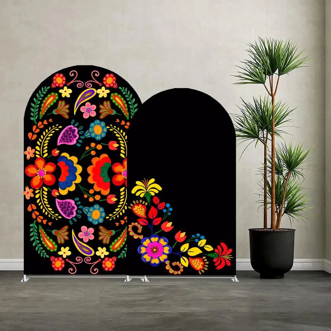 

LS Custom 2-Sided Mexican Carnival Print Cinco De Mayo Birthday Party Cover Chiara Arch Background Decor Backdrop