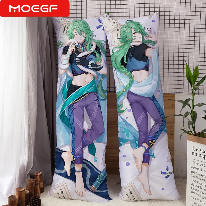 Anime Dakimakura Genshin Impact Body Pillow Cover Case Baizhu R18 Cosplay Double-Sided Hugging Pillowcase