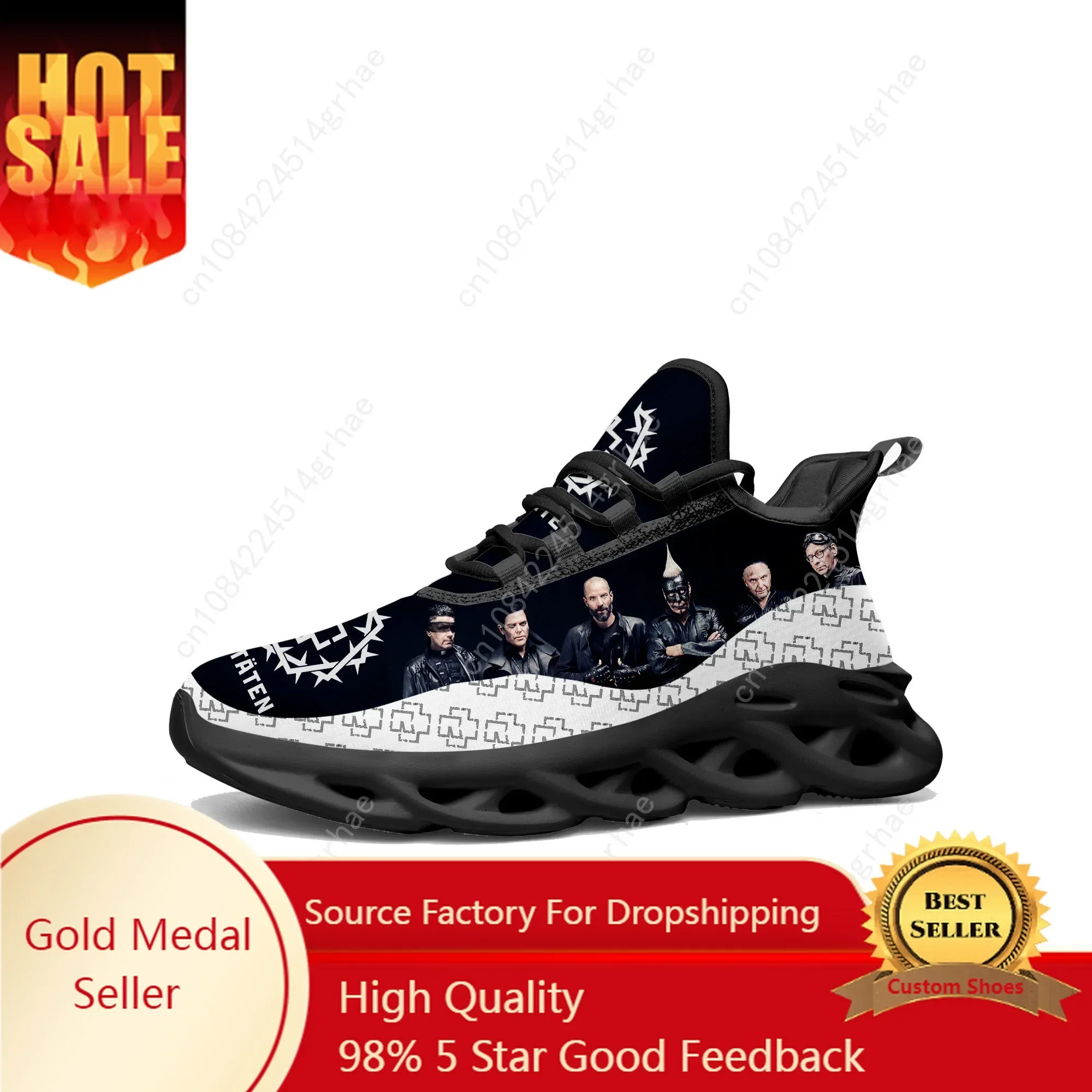 

R-Rammsteinn Flats Sneakers Mens Womens Sports Running Shoes High Quality Sneaker Customization Shoe Lace Up Mesh Footwear Black