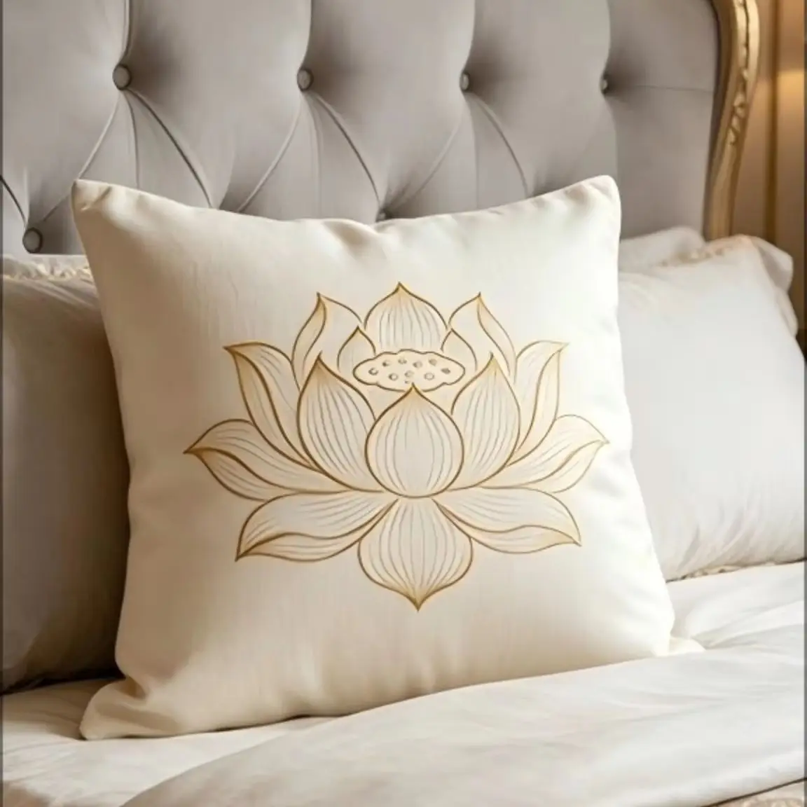 Buddhist Lotus Print Throw Pillow Cover Zen Meditation Art Decorative Cushion Case for Living Room Bedroom Spiritual Home Decor
