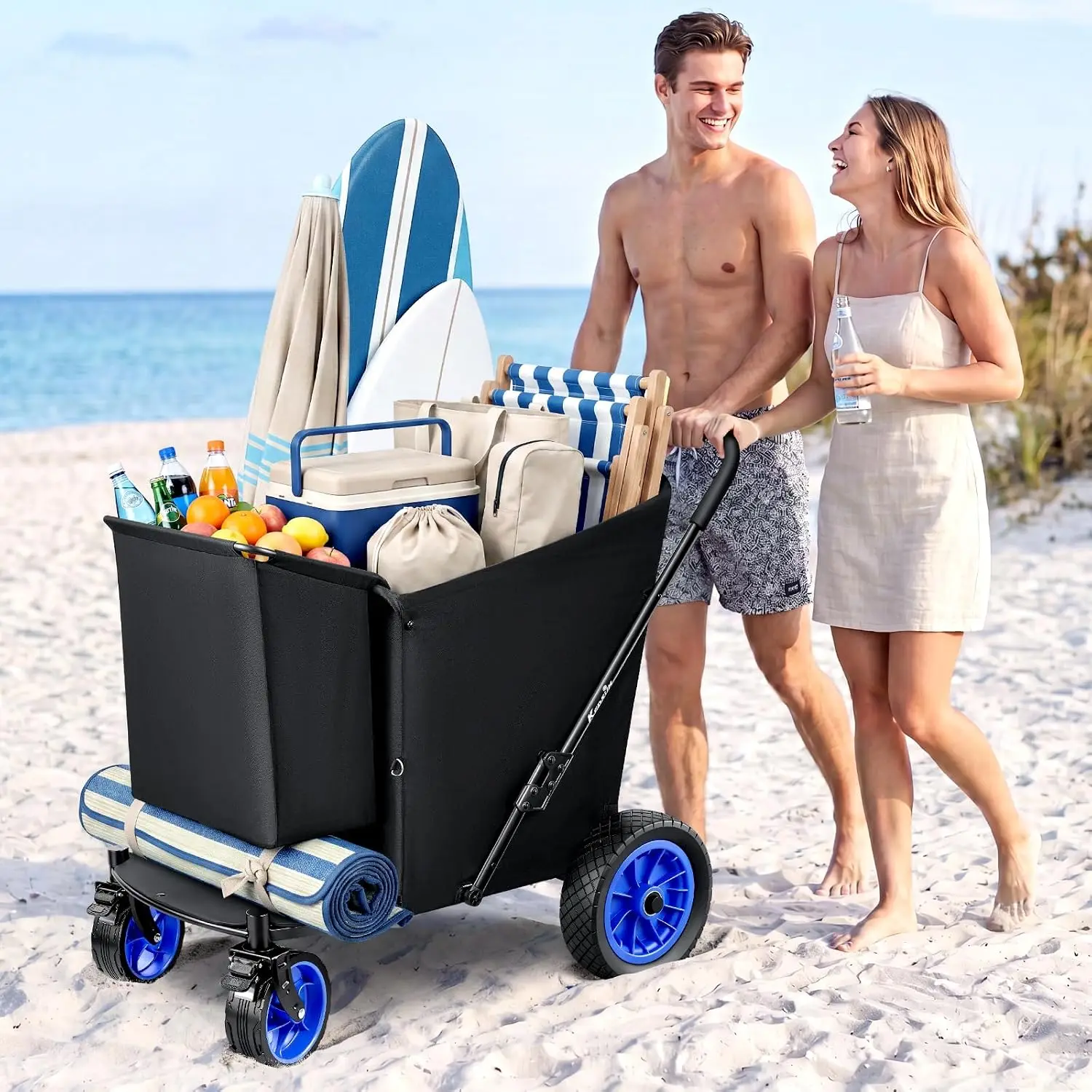 11.3 Cu.Ft. 400LBS Upgrade Huge Beach Wagon with Big Wheels for Sand, 12
