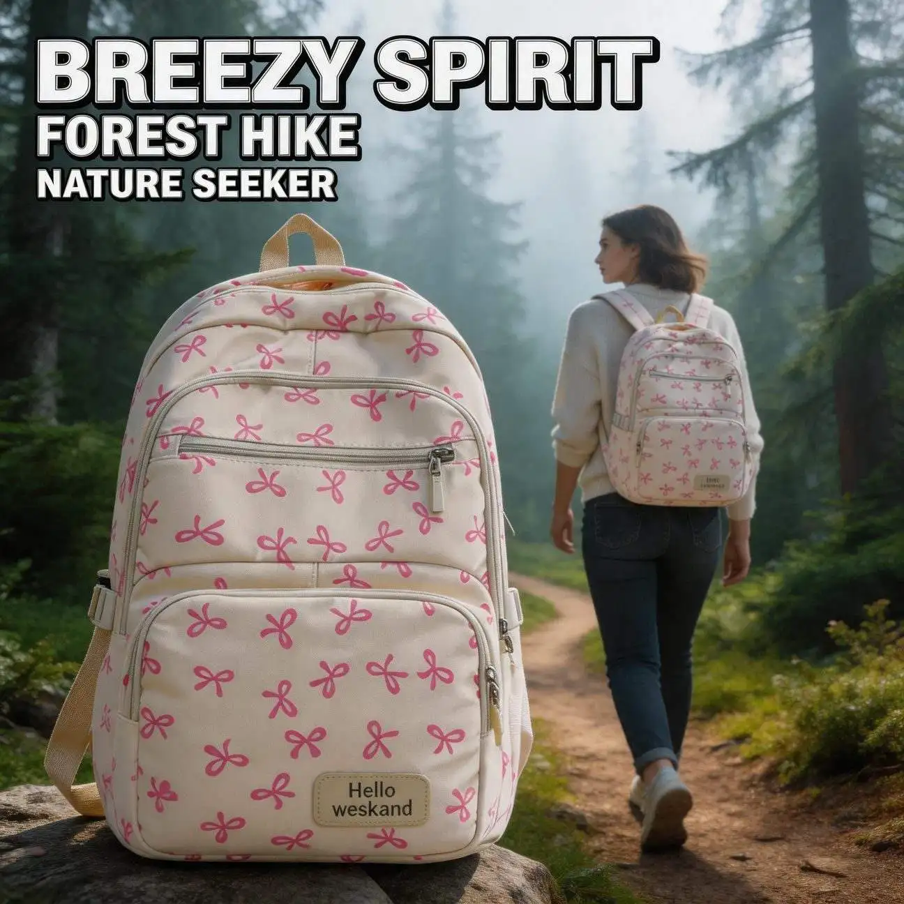 Classic Pcs Set Casual Cute Backpack Crossbody Bag Storage Bag 3-Piece Set Comfortable Handle