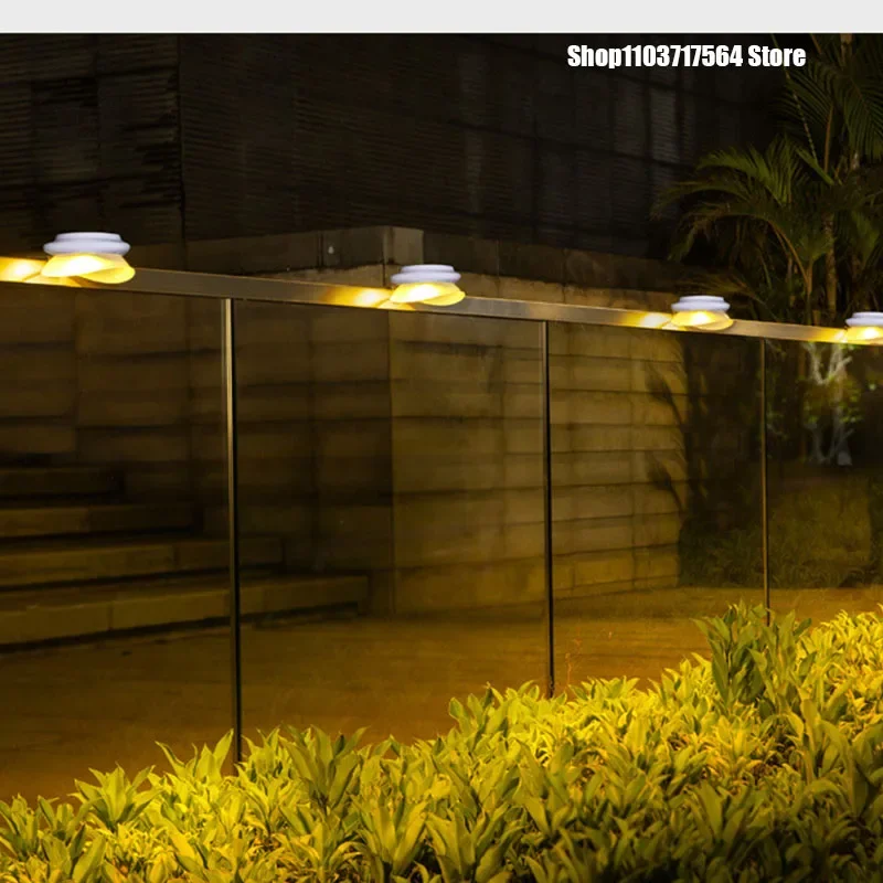 รั้ว lampu tenaga Surya ไฟ LED กลางแจ้งรั้วลานบ้านสวนกลางแจ้งตกแต่งผนังไฟติดผนัง