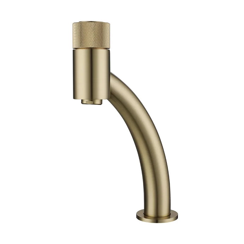 Brushed Gold Brass Bathroom Faucet Gun Gray Creative Fashion Basin Faucet Single Hole Hot And Cold Wash Face Pool Toilet Faucet
