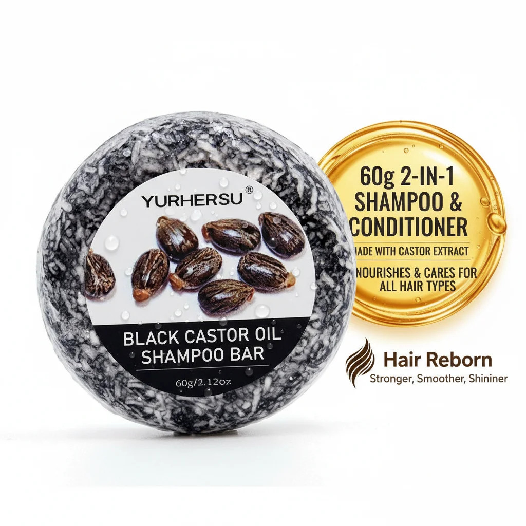 

Шампунь-кондиционер 2-в-1 с черным касторовым маслом, 60 г, питательное мыло для укрепления волос, увлажняет сухие волосы